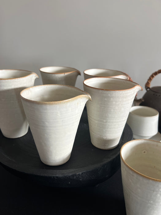 Handcrafted Cup Pouring Tall Powder Glazed Creamy White
