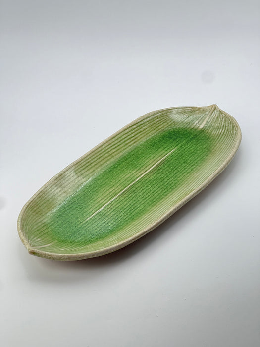 Handcrafted Plate Bamboo Leaf Large