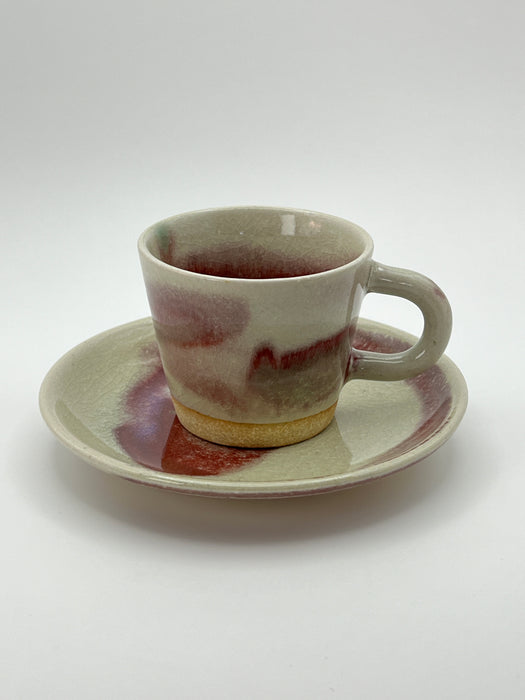Handcrafted Cup & Saucer Red Temple