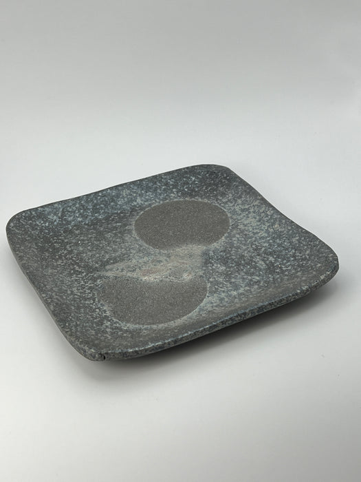 Handcrafted Plate Square Charcoal Grey & Kiln-Changed