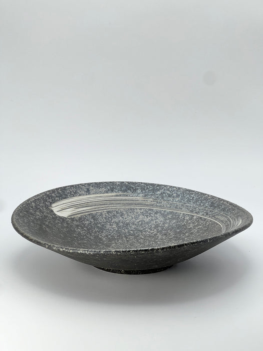 Handcrafted Bowl Charcoal Grey & Brush Stroke Medium