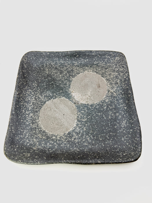 Handcrafted Plate Charcoal Grey Kiln Changed Square Large