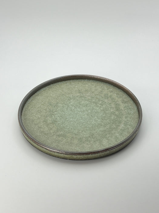 Handcrafted Plate Jade Green Interior & Kiln-changed Medium