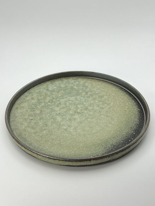 Handcrafted Plate Jade Green Interior & Kiln-changed Large