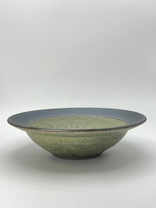 Handcrafted Bowl Rim Jade Green Interior & Kiln-changed Large