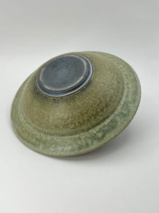 Handcrafted Bowl Rim Jade Green Interior & Kiln-changed Large