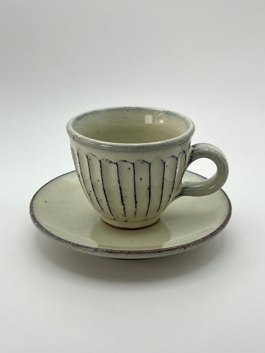 Handcrafted Cup & Saucer Creamy White Glaze