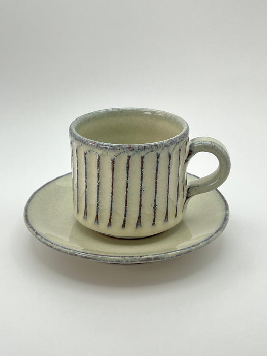 Handcrafted Cup & Saucer Creamy White Glaze