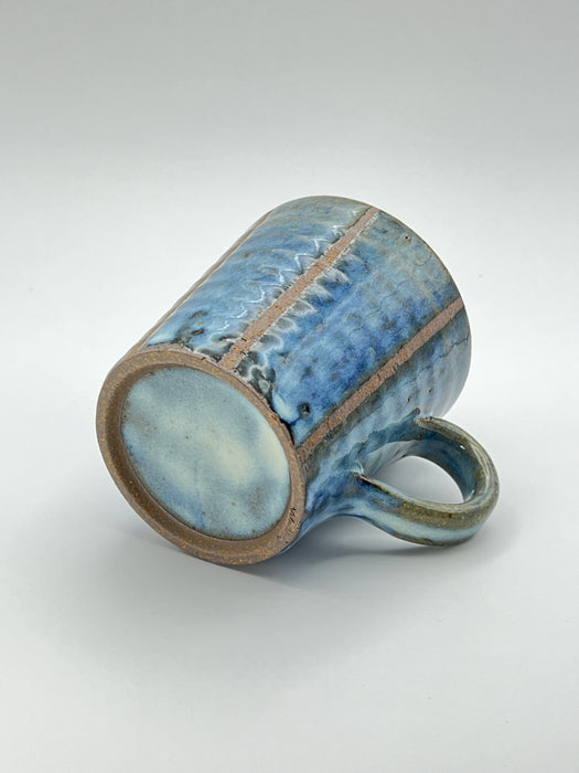 Handcrafted Mug Creamy Blue Glaze with Stripes