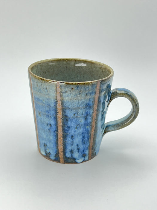 Handcrafted Mug Creamy Blue Glaze with Stripes