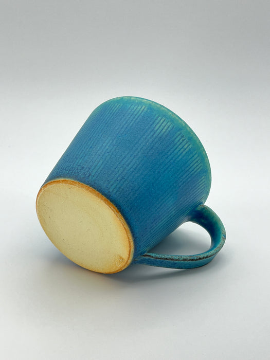 Handcrafted Mug Blue with Ridges