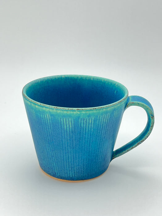 Handcrafted Mug Blue with Ridges