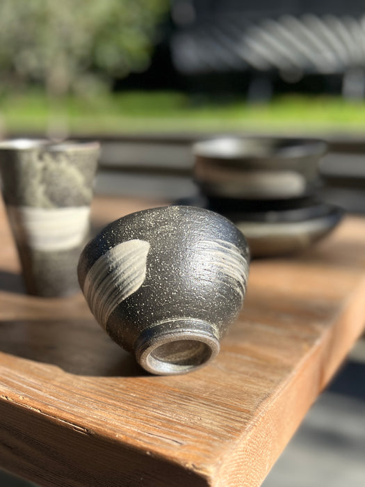Handcrafted Rice Bowl Black Shore