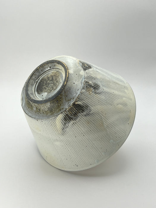 Handcrafted Bowl Powder Glaze with Ridges Large