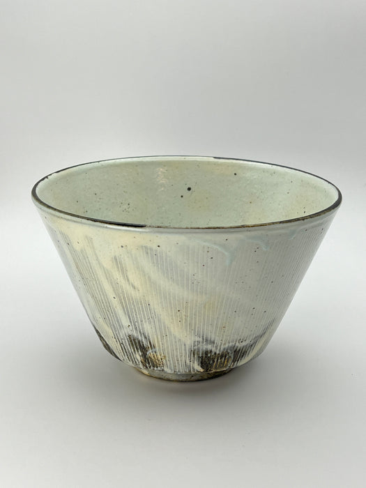 Handcrafted Bowl Powder Glaze with Ridges Large