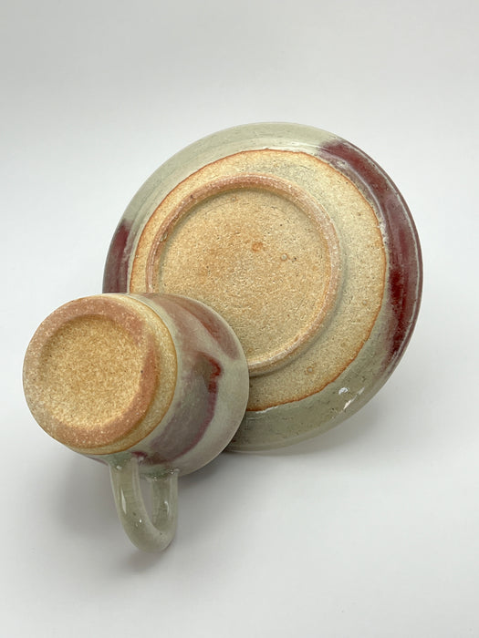 Handcrafted Cup & Saucer Red Temple
