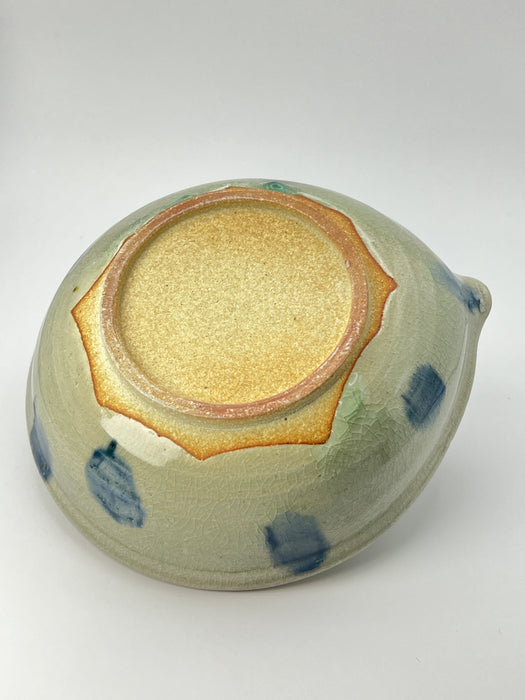 Handcrafted Bowl Pouring Blue Droplet