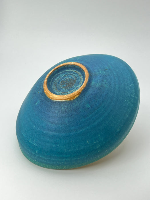 Handcrafted Bowl Folding Blue Glaze