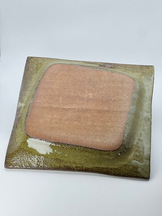 Handcrafted Plate White Brush Square Large