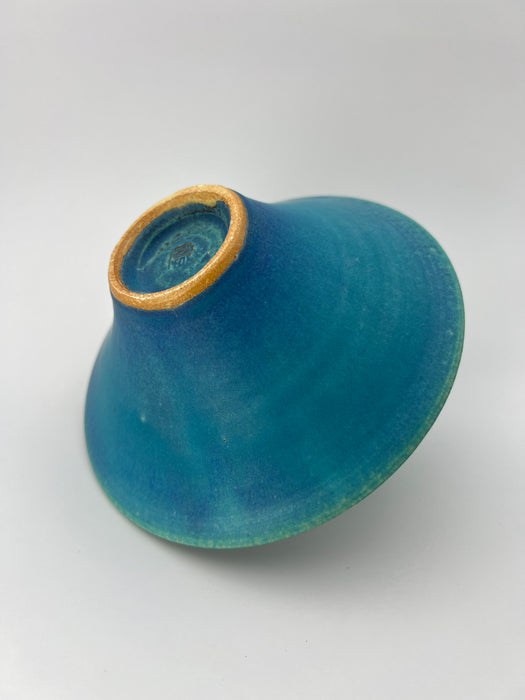 Handcrafted Bowl Curved Blue Glaze