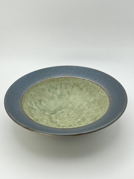 Handcrafted Bowl Rim Jade Green Interior & Kiln-changed Large