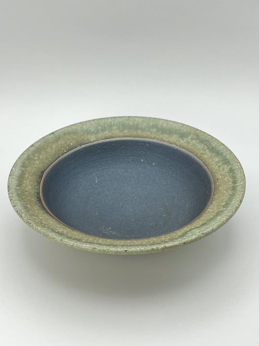 Handcrafted Bowl Rim Jade Green Exterior & Kiln-changed Large