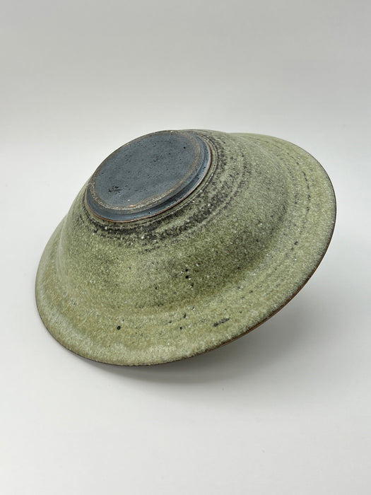 Handcrafted Bowl Rim Jade Green Exterior & Kiln-changed Large