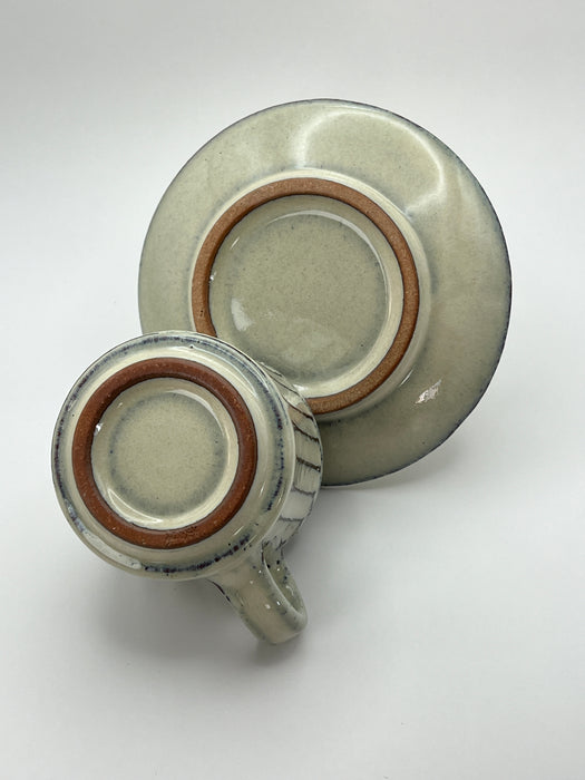 Handcrafted Cup & Saucer Creamy White Glaze